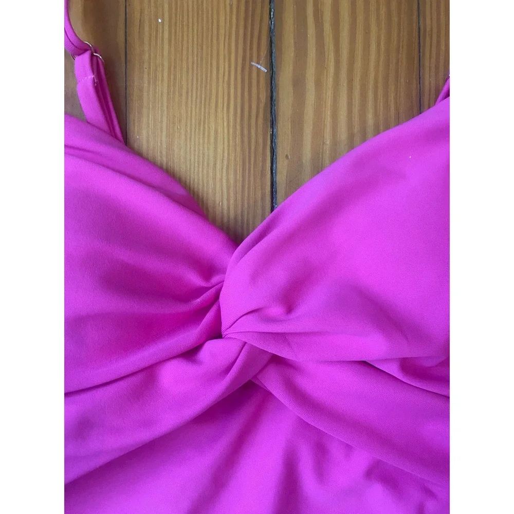 NWT Dorian Swim Womens Hot Pink Twist‎ Front Tankini Top Small